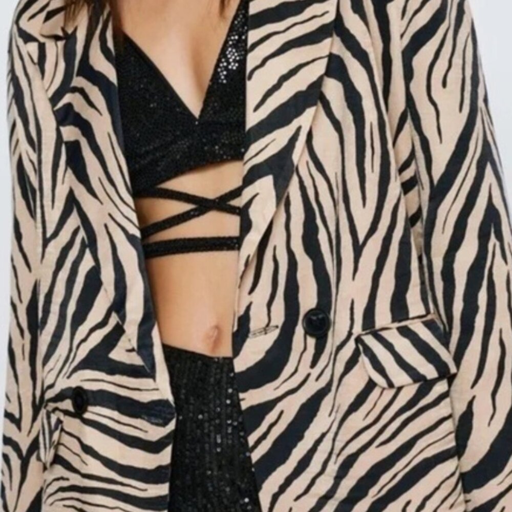 Katie’s Zebra Print Blazer Coat‎ Jacket Size 18 Animal Print Bold Style NWT